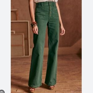 Sezane Cyriel Trousers in Faded Garden Green